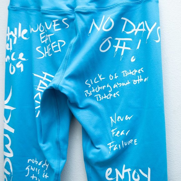 Htfu Co Words Workout Tights in Blue - Picture 4 of 5